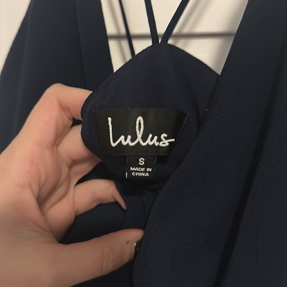 Lulu’s Navy Blue Backless Wide Leg Jumpsuit - Picture 4 of 4